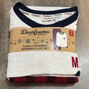 Dearfoams Cream and Red Women's Pajama Set